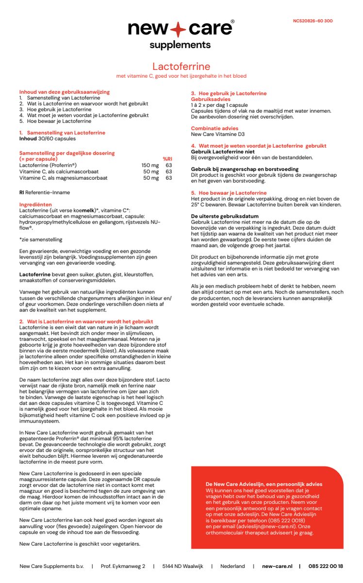 Lactoferrine Capsules afbeelding van document #1, instructions