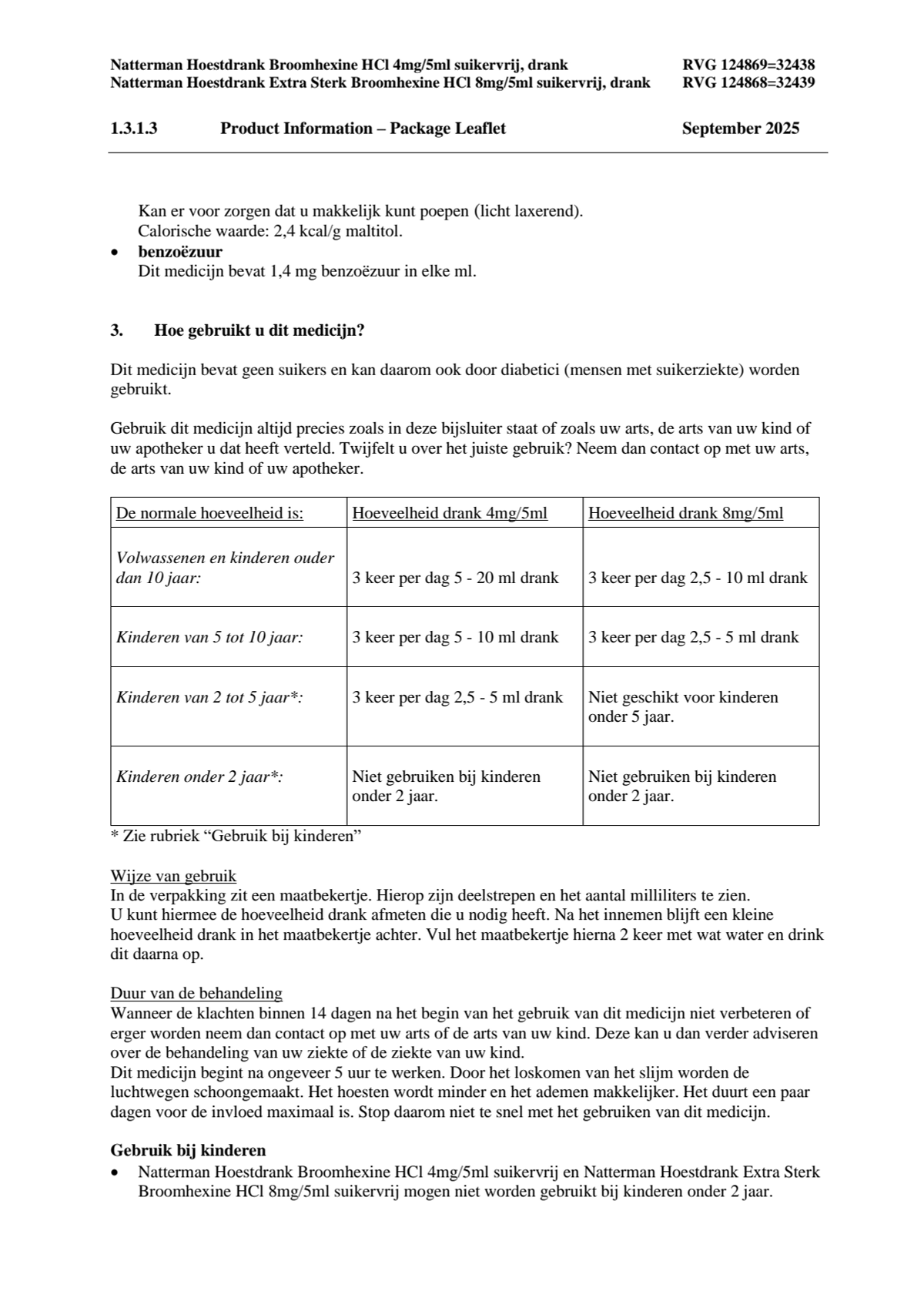 Broomhexine Hoestdrank Extra Sterk Broomhexine HCI 8mg/5ml - Suikervij afbeelding van document #3, leaflet