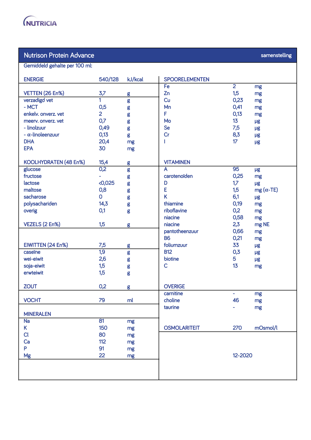 Nutrison Sondevoeding Protein Advance afbeelding van document #1, info_folder