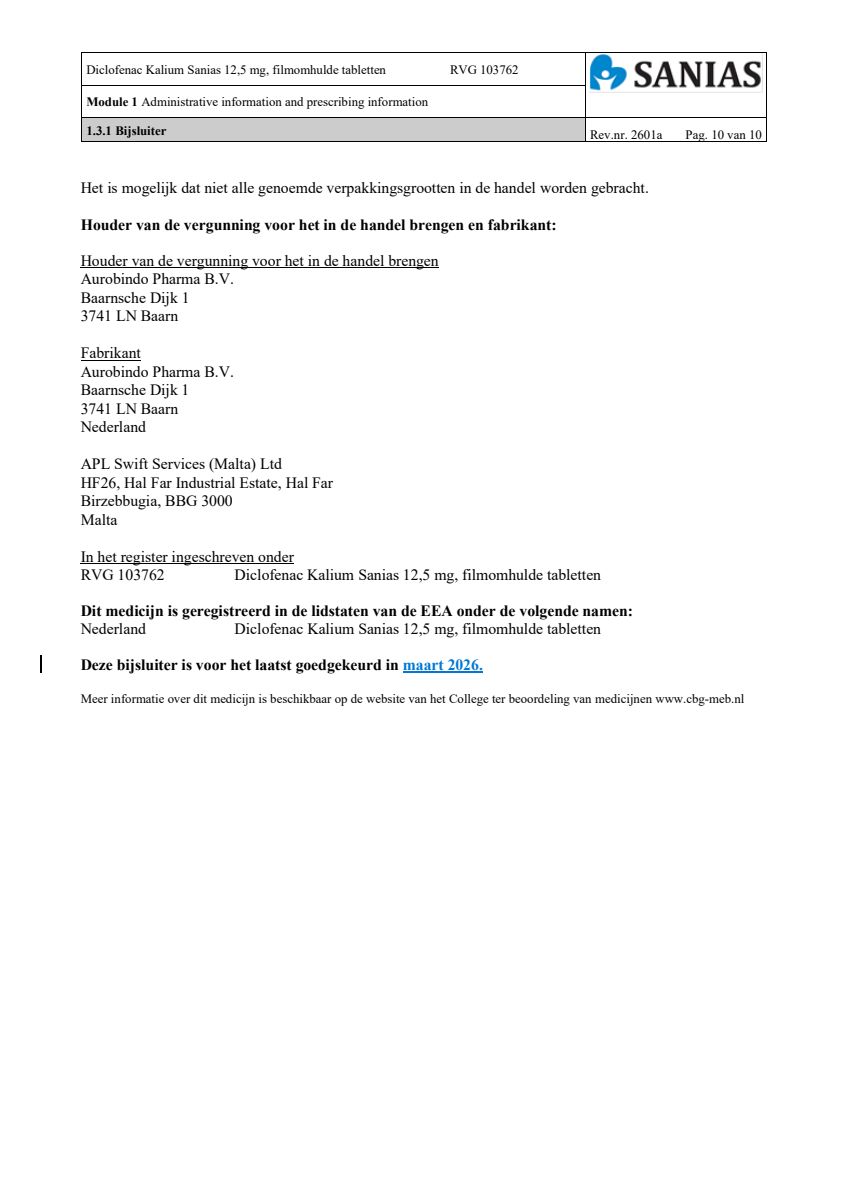 Diclofenac Kalium 12.5mg afbeelding van document #10, leaflet