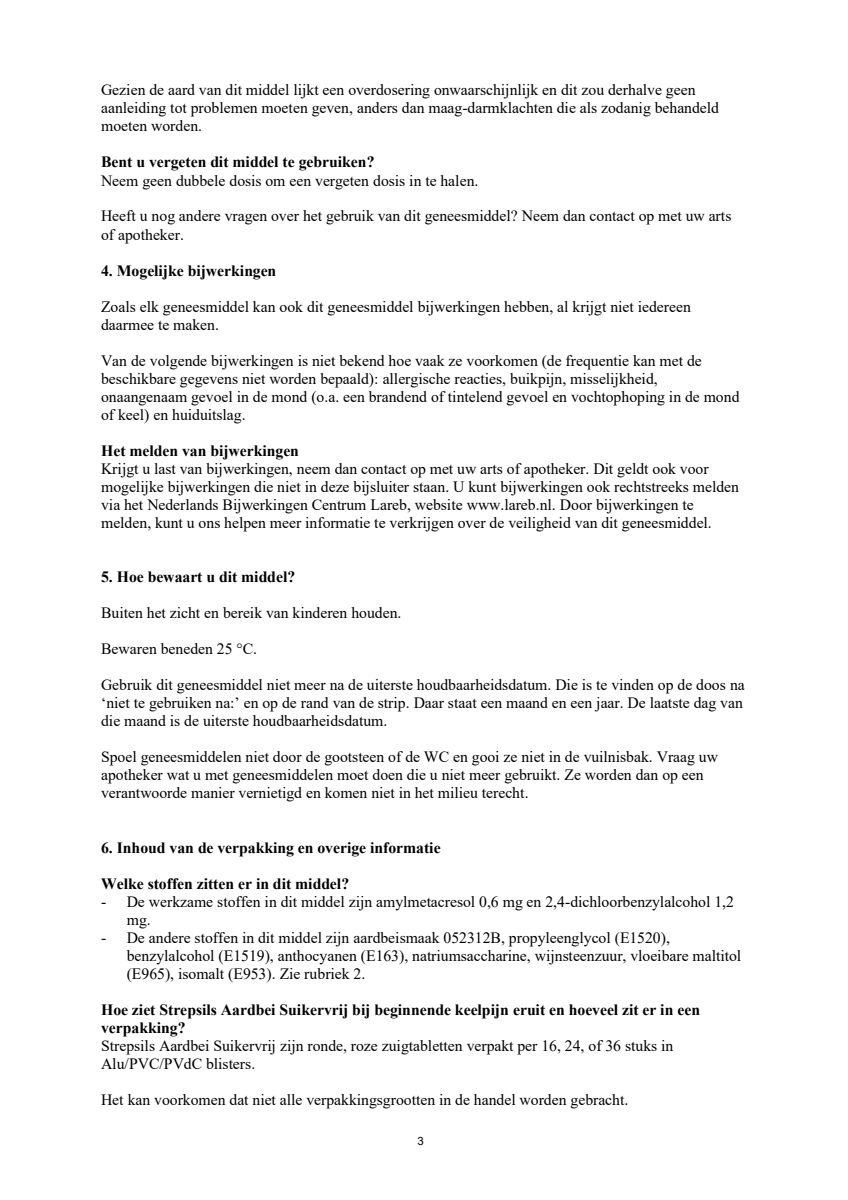 Aardbei Suikervrij Zuigtabletten afbeelding van document #3, leaflet