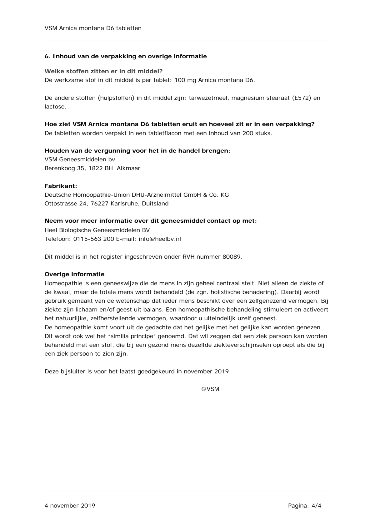 Arnica Montana D6 Tabletten afbeelding van document #4, leaflet