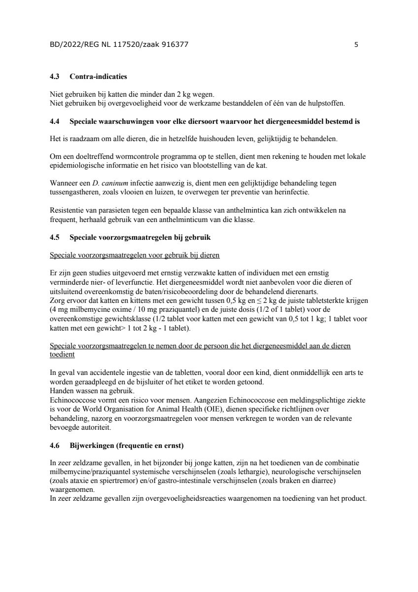 Milquestra Ontwormingsmiddel Katten vanaf 2KG afbeelding van document #5, leaflet
