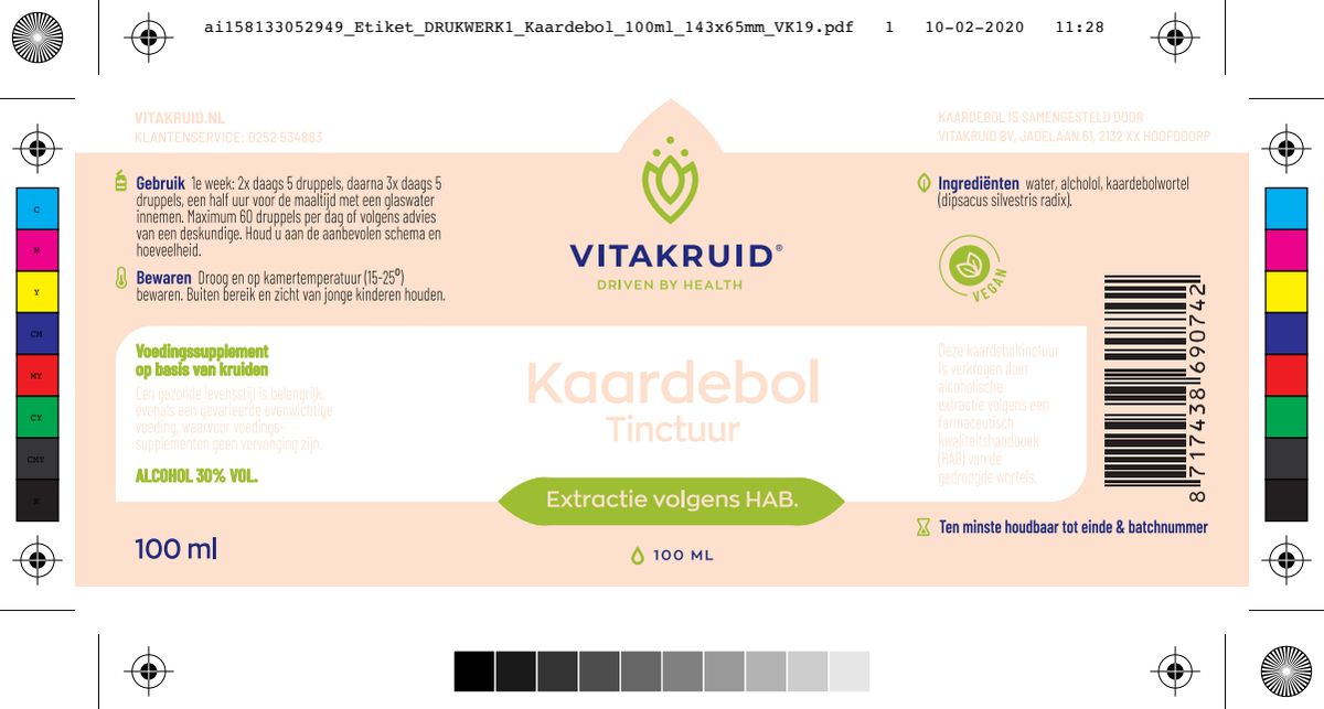 Kaardebol wortel tinctuur extractie volgens HAB afbeelding van document #1, label