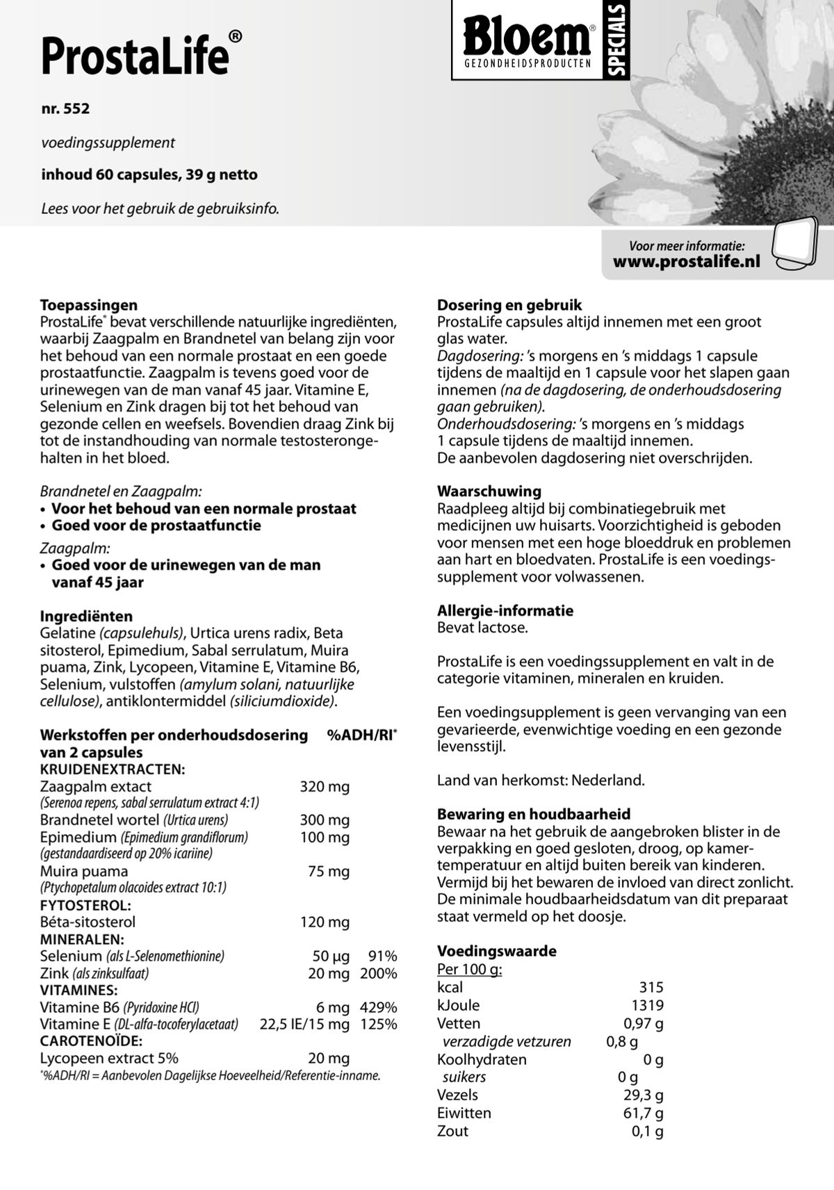 Prostalife Capsules afbeelding van document #1, instructions