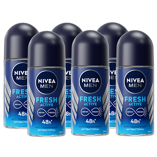 Nivea Men Fresh Active Roll-on Voordeelverpakking 6x50ML