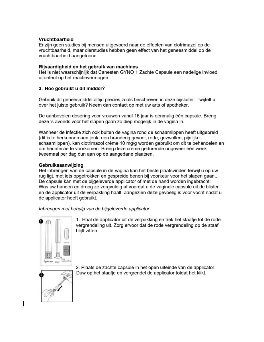 Canesten Gyno 1 Zachte Capsule - 1 daagse behandeling afbeelding van document #3, leaflet