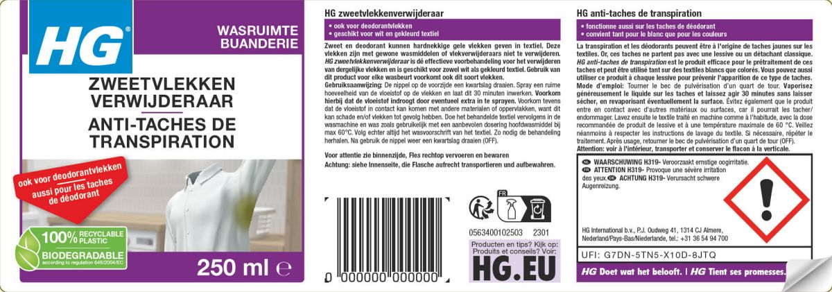 Wasruimte Zweetvlekkenverwijderaar afbeelding van document #1, label