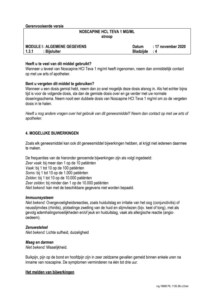 Noscapine Hcl 1=1 Pch Stroop 1mg/ml afbeelding van document #4, leaflet