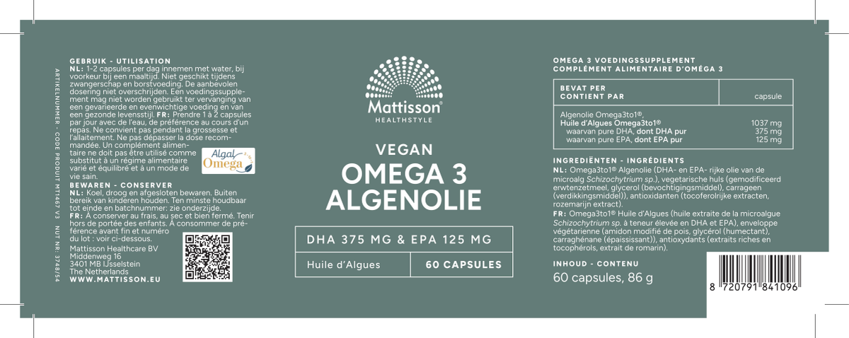 Vegan Omega-3 Algenolie afbeelding van document #1, label