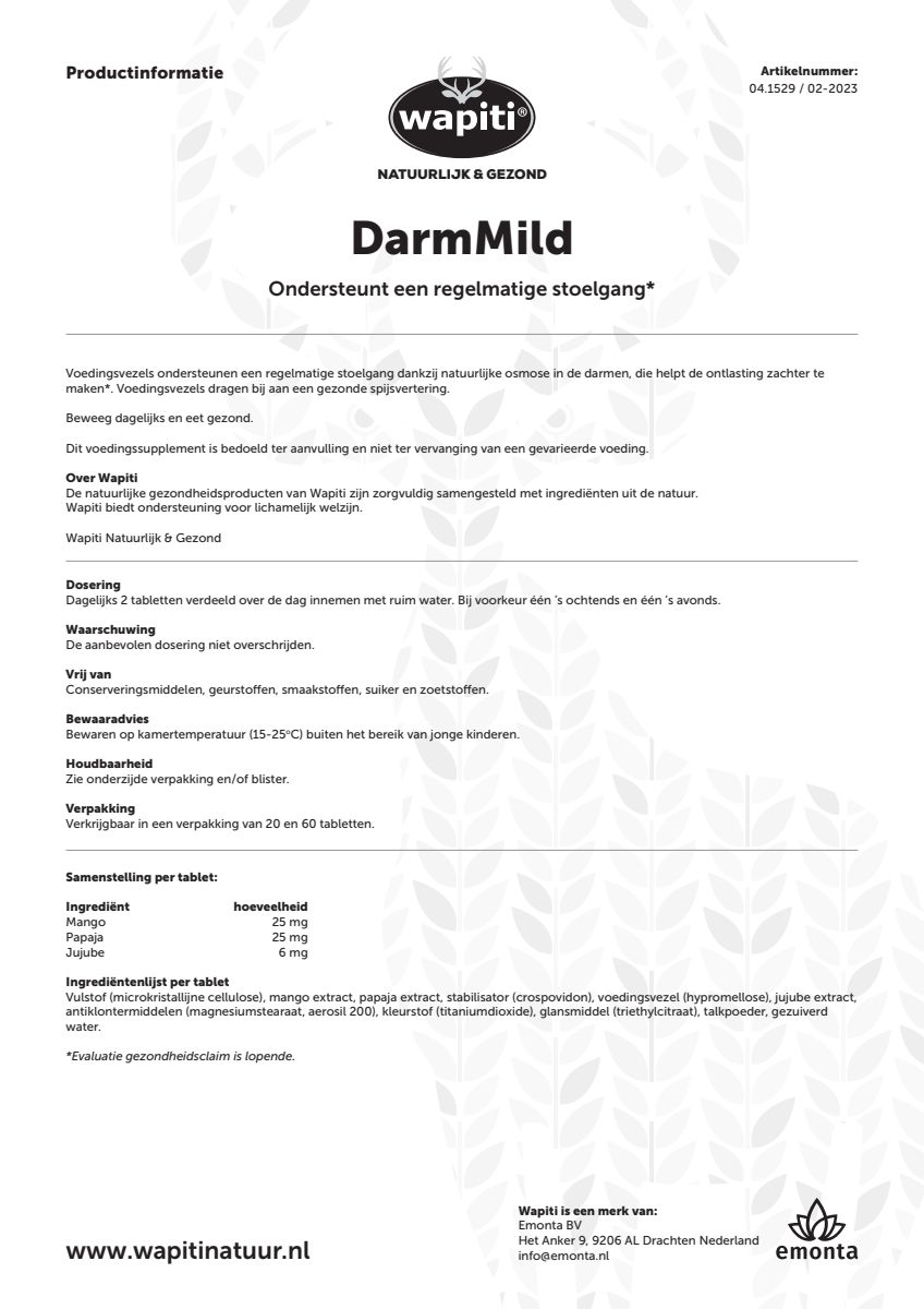 DarmMild Tabletten afbeelding van document #1, instructions