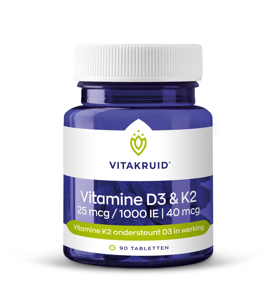 Vitakruid Vitamine D3 & K2 25mcg/1000IE/40mcg Tabletten 90TB