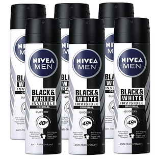 Nivea Men Black & White Invisible Original Deodorant Spray Voordeelverpakking 6x150ML
