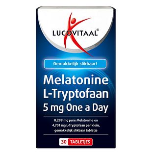 Lucovitaal Melatonine L-Tryptofaan 5mg Tabletten 30TB Lucovitaal Melatonine L-Tryptofaan 5mg Tabletten 30TB