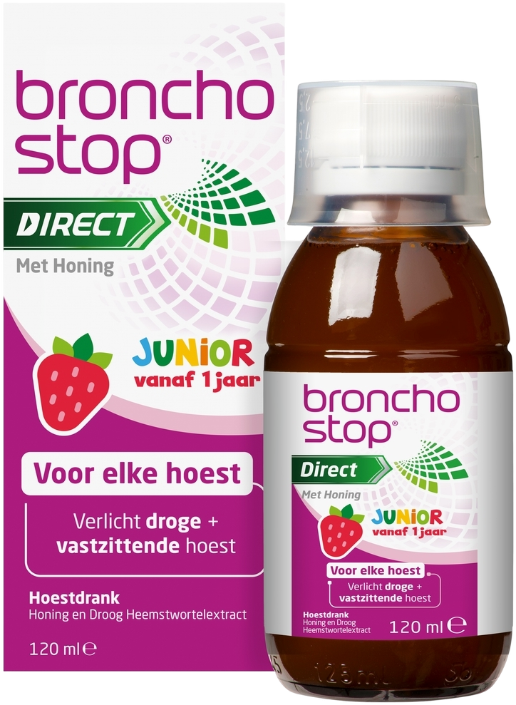 Bronchostop Direct met Honing Junior Hoestdrank afbeelding
