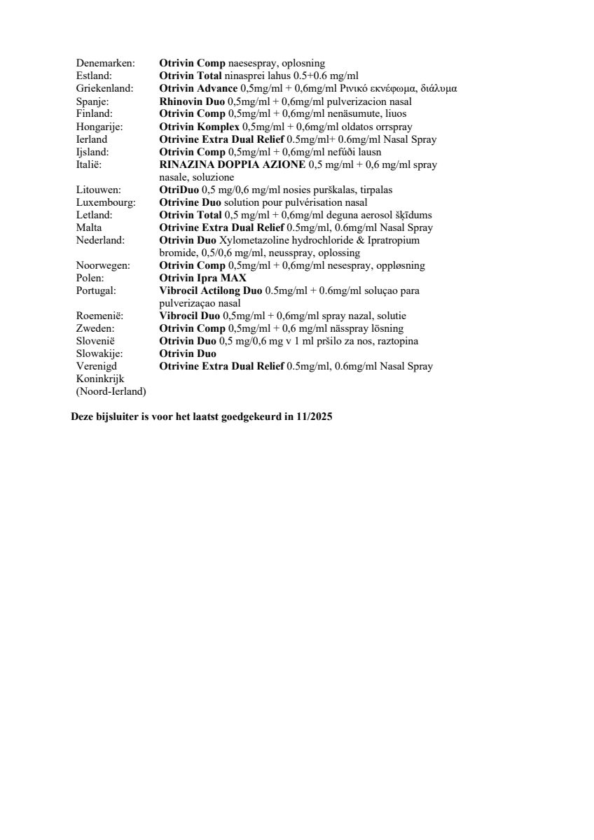 Duo Xylometazoline HCl Ipratropium Br, 0,5/0,6 mg/ml Neusspray bij een verstopte neus en loopneus afbeelding van document #8, leaflet