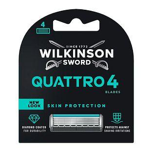 Wilkinson Quattro Essential 4 Blades Scheermesjes 4ST Wilkinson Quattro Essential 4 Blades Scheermesjes 4ST