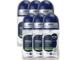 Nivea Men Derma Control Sensitive Deodorant Roller Multiverpakking 6x50ML