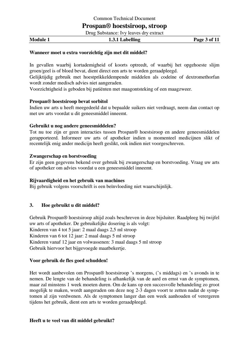 Hoestsiroop Hedera Helix - bij vastzittende hoest en kriebelhoest afbeelding van document #3, leaflet