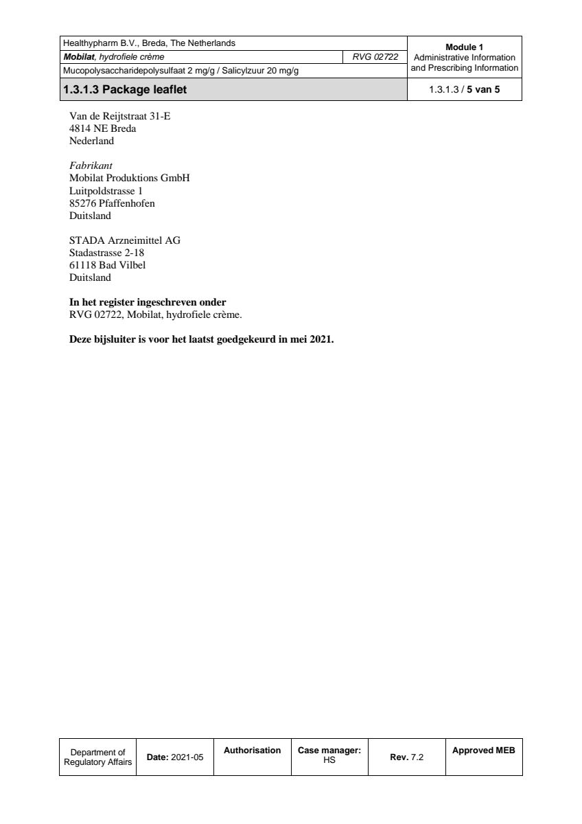 Mobilat Hydrofiele Creme afbeelding van document #5, leaflet