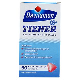 Davitamon Multi 12+ Tiener Kauwtabletten Aardbei 60KTB Davitamon Multi 12+ Tiener Kauwtabletten Aardbei 60KTB