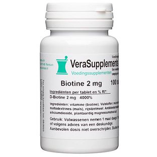 VeraSupplements Biotine 2 mg Tabletten 100TB VeraSupplements Biotine 2 mg Tabletten 100TB