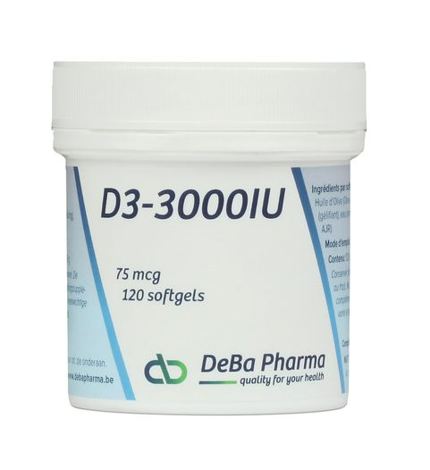 DeBa Pharma Vitamine D3-3000 IU 75 Mcg Softgels