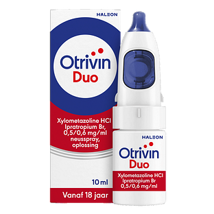 Otrivin Duo Xylometazoline HCl Ipratropium Br, 0,5/0,6 mg/ml Neusspray bij een verstopte neus en loopneus 10ML Otrivin Duo Xylometazoline HCl Ipratropium Br, 0,5/0,6 mg/ml Neusspray bij een verstopte neus en loopneus 10ML