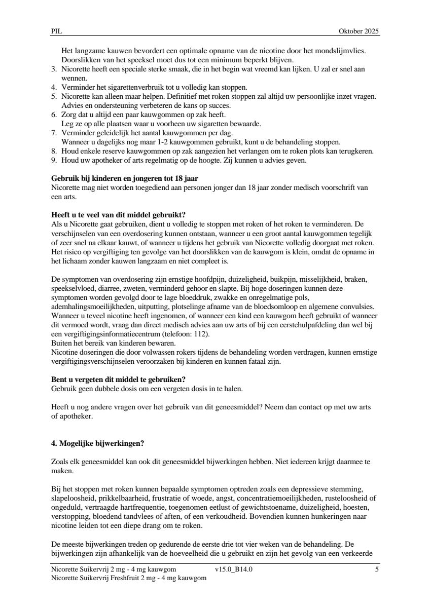 Suikervrij 2mg Kauwgom afbeelding van document #5, leaflet