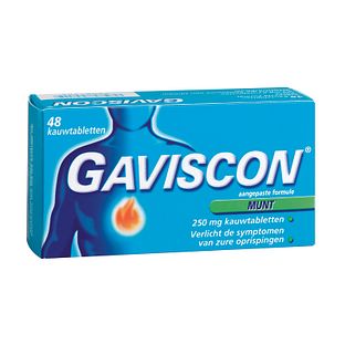 Gaviscon 250 Pepermunt Kauwtabletten 48TB