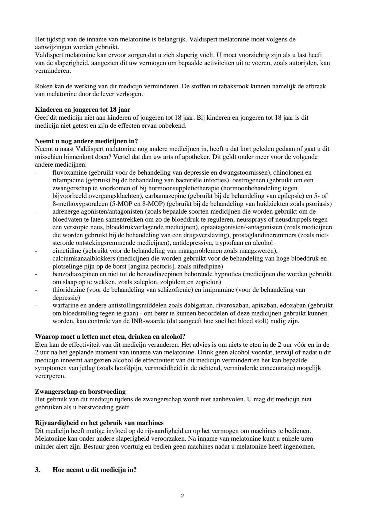 Melatonine 3 mg Tabletten afbeelding van document #2, leaflet