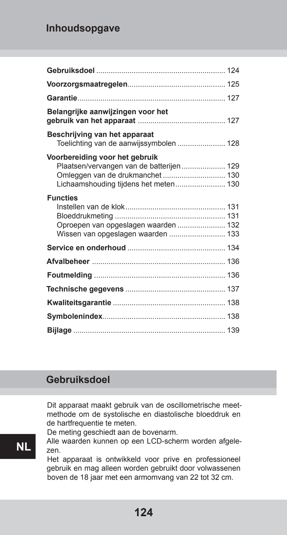 Bovenarm Bloeddrukmeter Desktop afbeelding van document #124, instructions