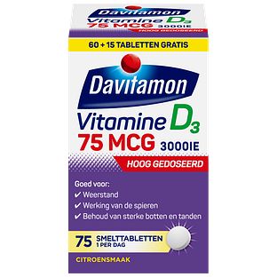 Davitamon Vitamine D3 75mcg Smelttabletten 75TB