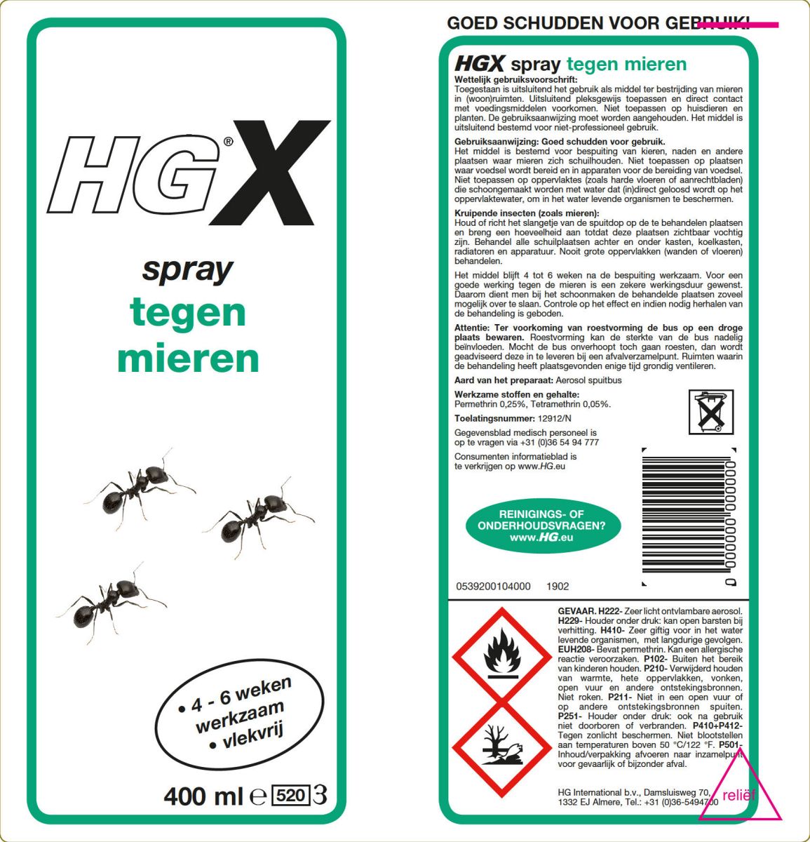 X Spray Tegen Mieren afbeelding van document #1, label