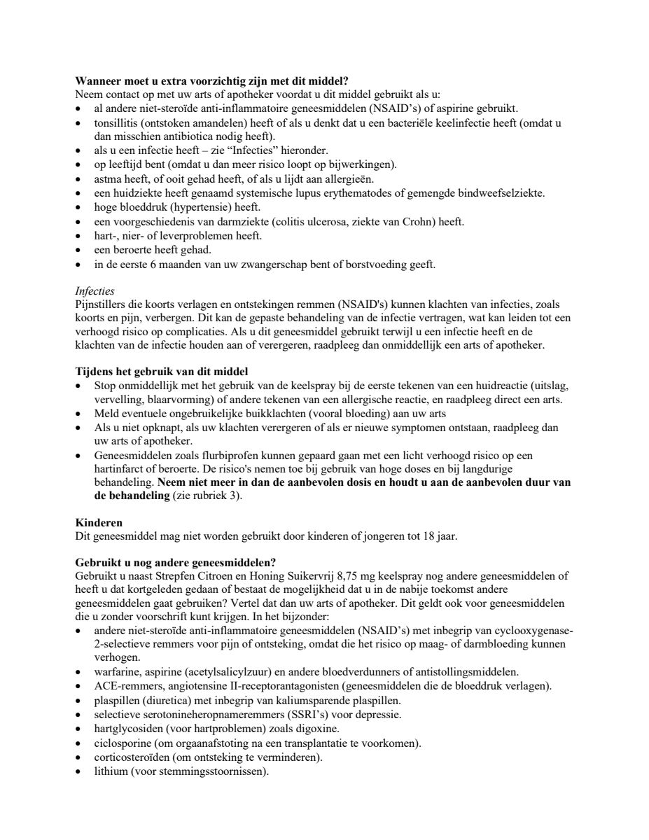 Citroen en Honing Suikervrij 8,75mg Keelspray afbeelding van document #2, leaflet