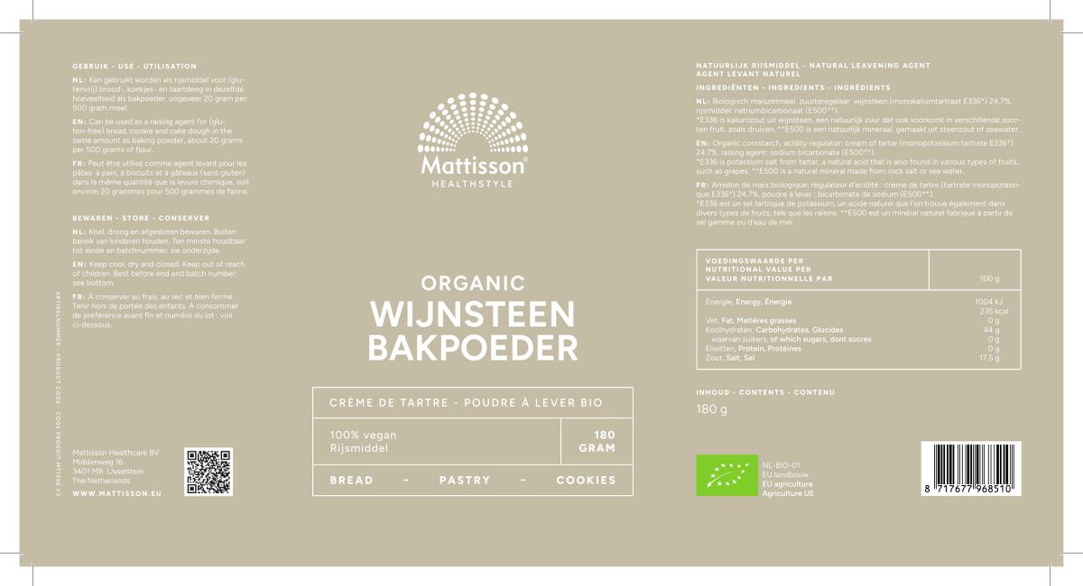 Biologische Wijnsteenbakpoeder afbeelding van document #1, label