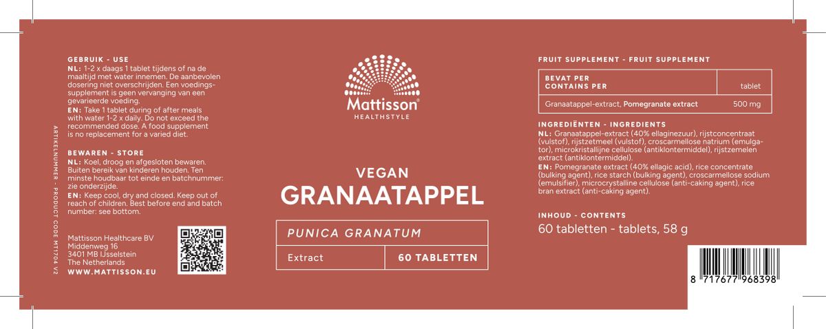 Granaatappel Tabletten afbeelding van document #1, label