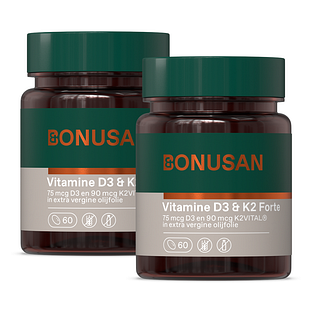 Bonusan Vitamine D3 & K2 Softgels Duoverpakking 2x60SG