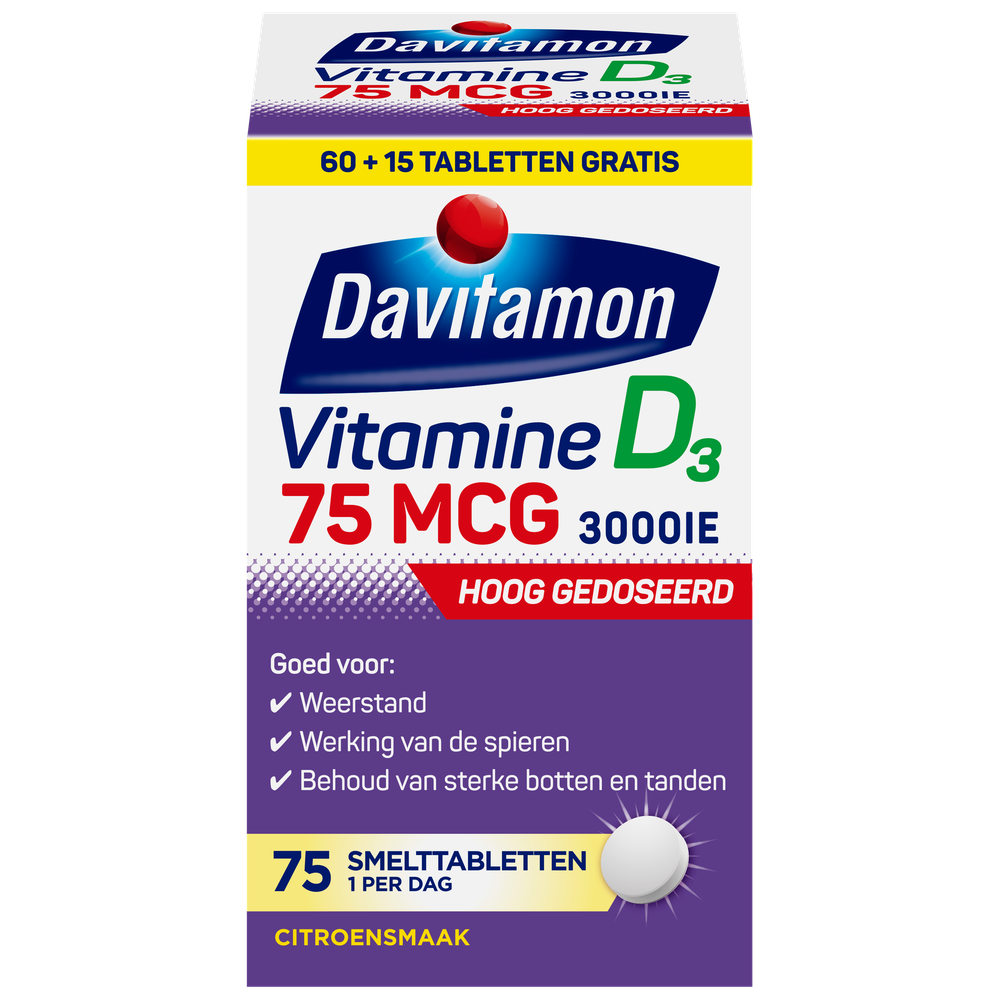 Davitamon Vitamine D3 75mcg Smelttabletten