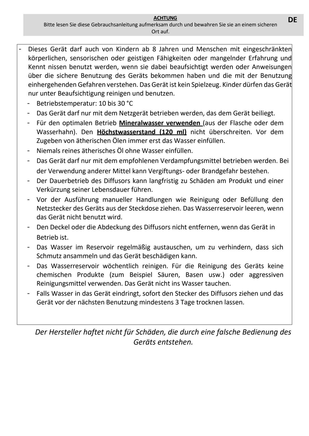 Empire Aroma Diffuser afbeelding van document #11, instructions