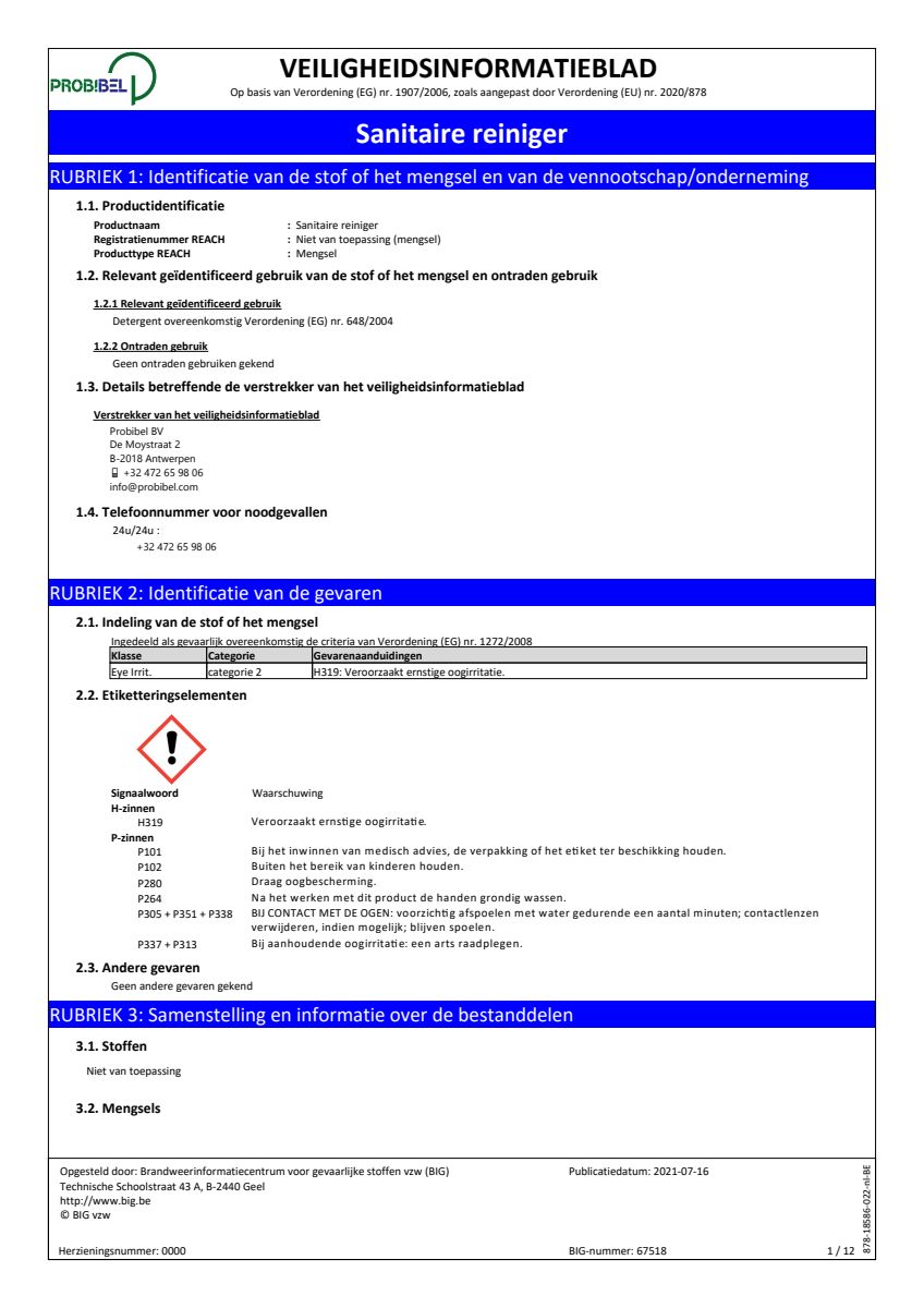 Badkamer Reiniger Navulling afbeelding van document #1, leaflet