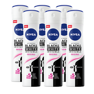 Nivea Black & White Invisible Original Deodorant Spray Voordeelverpakking 6x150ML