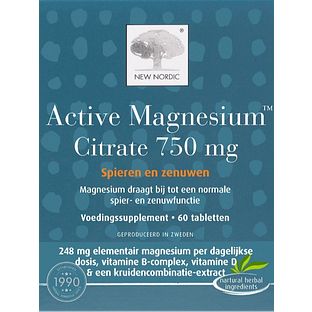 New Nordic Active Magnesium Citrate 750mg Tabletten 60TB
