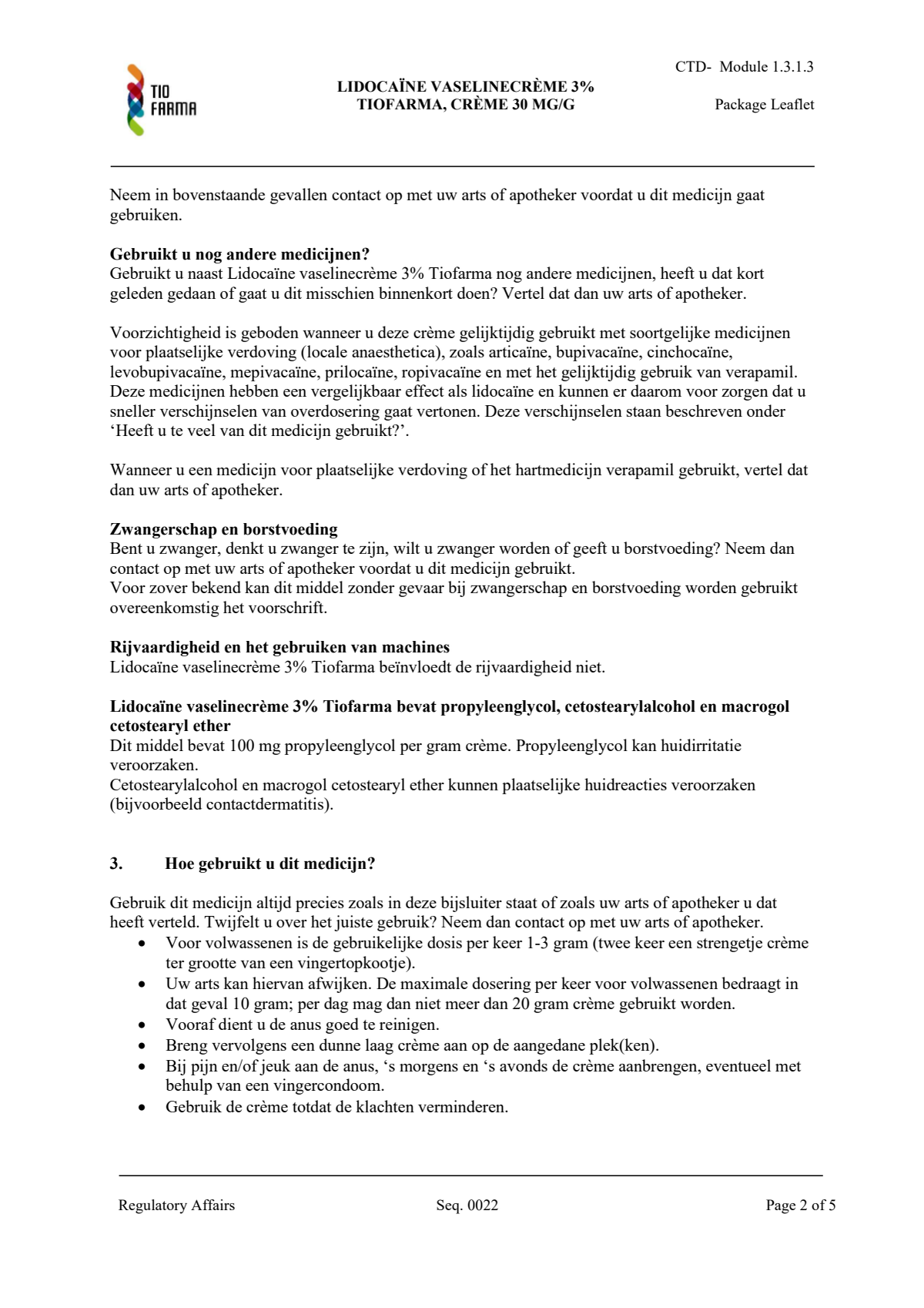 Lidocaïne Vaselinecrème 3% FNA afbeelding van document #2, leaflet