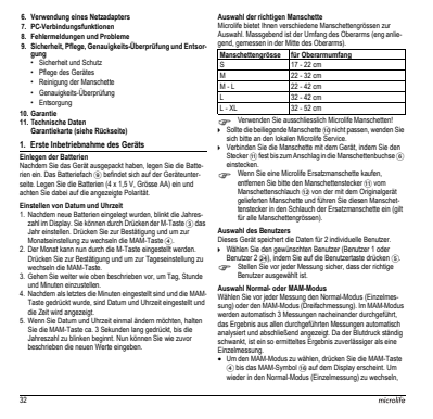 Microlife BP Bloeddrukmeter B3 Comfort PC afbeelding van document #34, instructions