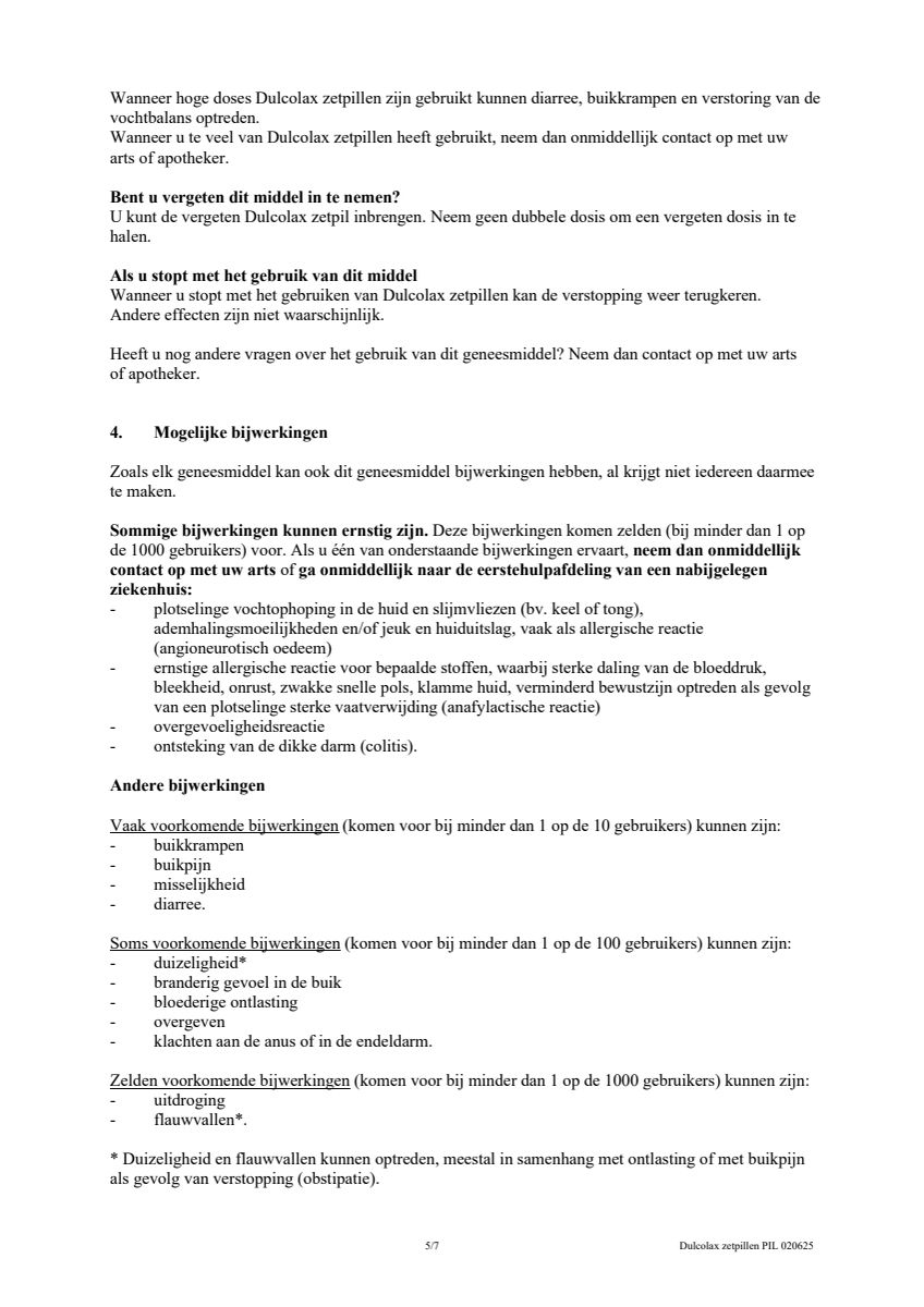 Bisacodyl 10mg Zetpillen afbeelding van document #5, leaflet