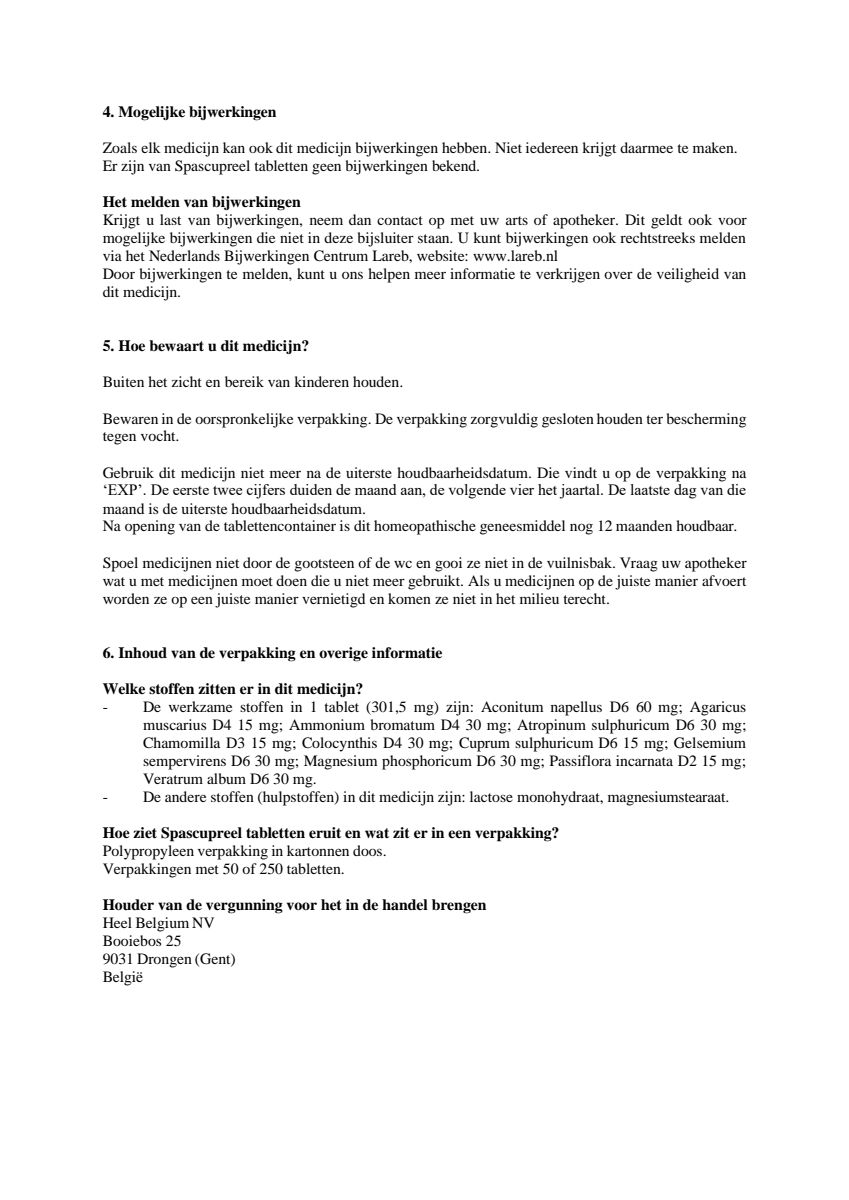 Spascupreel H Tabletten afbeelding van document #3, leaflet
