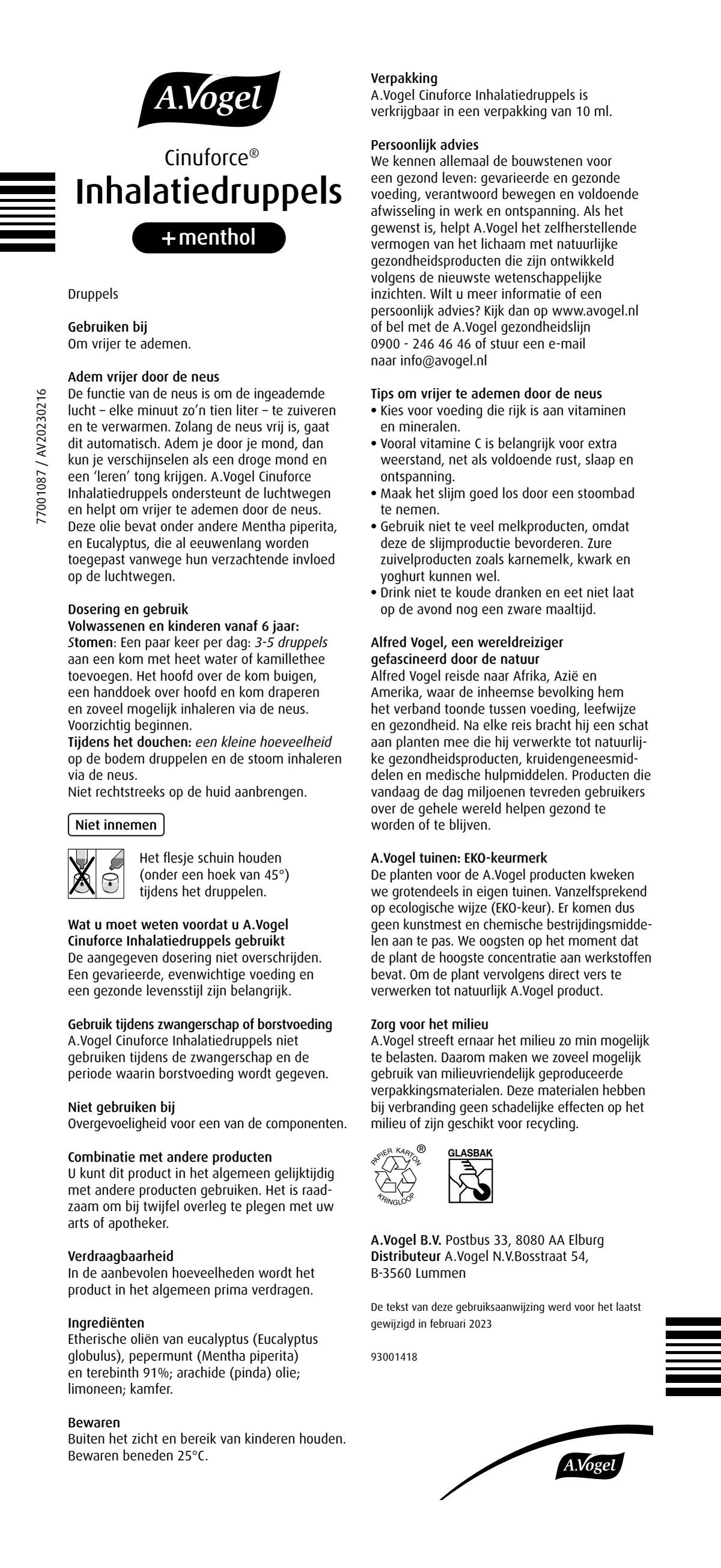 Cinuforce Inhalatiedruppels + Menthol afbeelding van document #1, instructions