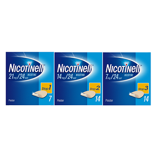 Nicotinell Pleisters Combi voor zware roker - 21 mg + 14 mg + 7 mg - 3 Stuks