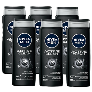 Nivea Men Active Clean Shower Gel Voordeelverpakking 6x500ML
